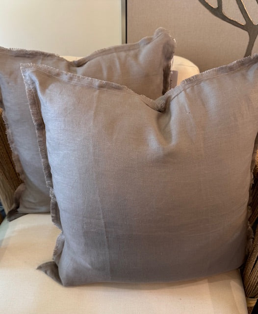 Taupe Fringe So Soft 20x20 Linen Pillow with Insert