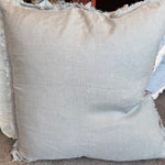 Cloud Grey Fringe So Soft 20x20 Linen Pillow with Down Alternative Insert