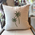 So Soft Linen Natural Beige Pillow 20X20 with Palm Trees