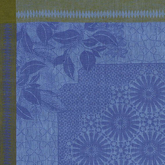 Le Jacquard Francais Jardin D'Orient Blue Tablecloth 69" X 69"