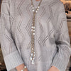 MELA Moletta Pearl Lariat on Sand & Metallic Rope