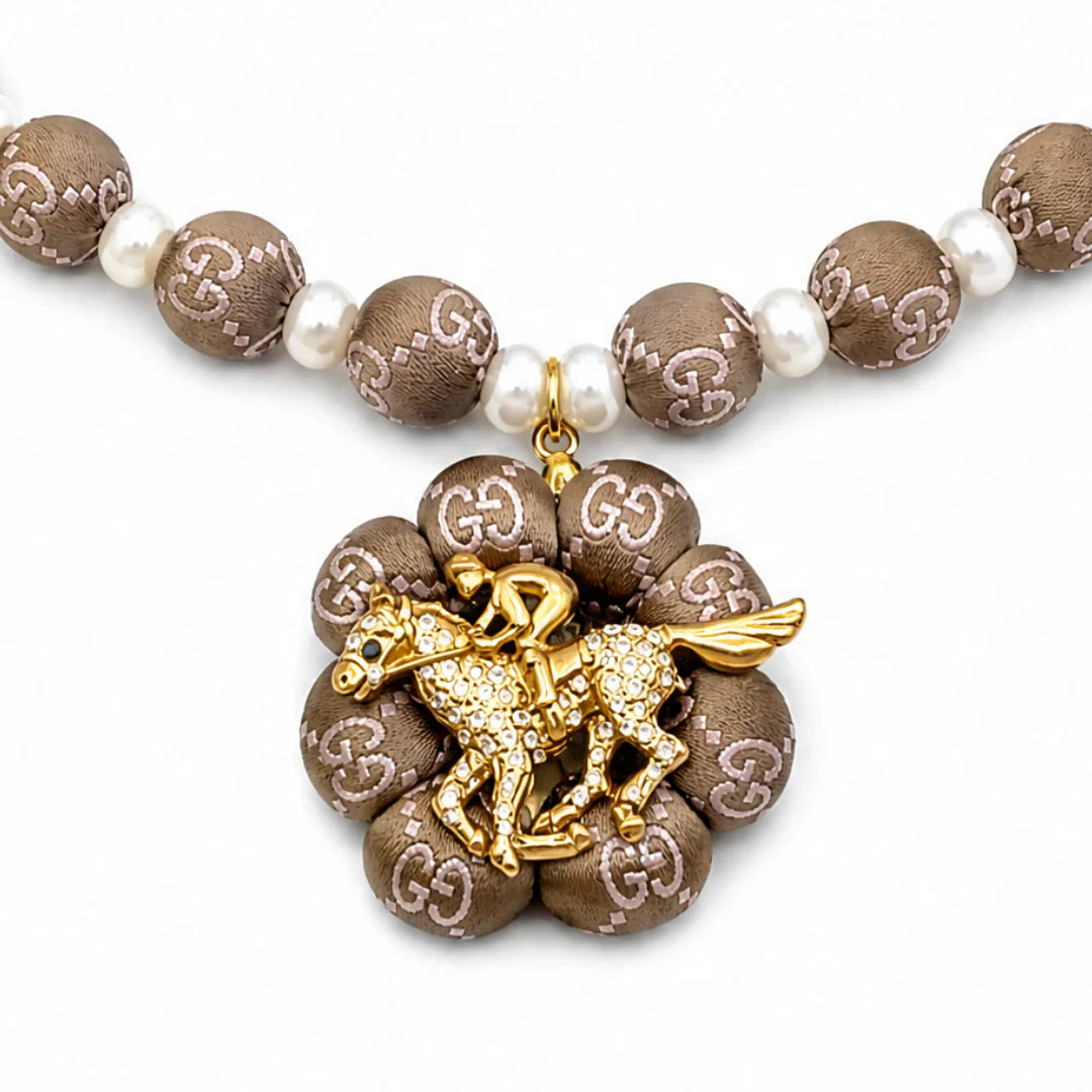 Vintage Luxe GG Jockey Vintage Silk Necktie Necklace