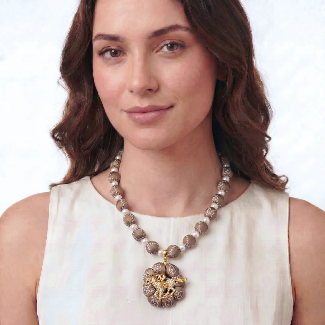 Vintage Luxe GG Jockey Vintage Silk Necktie Necklace