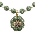 Vintage Luxe Rope Print Bumblebee Vintage Silk Necktie Necklace