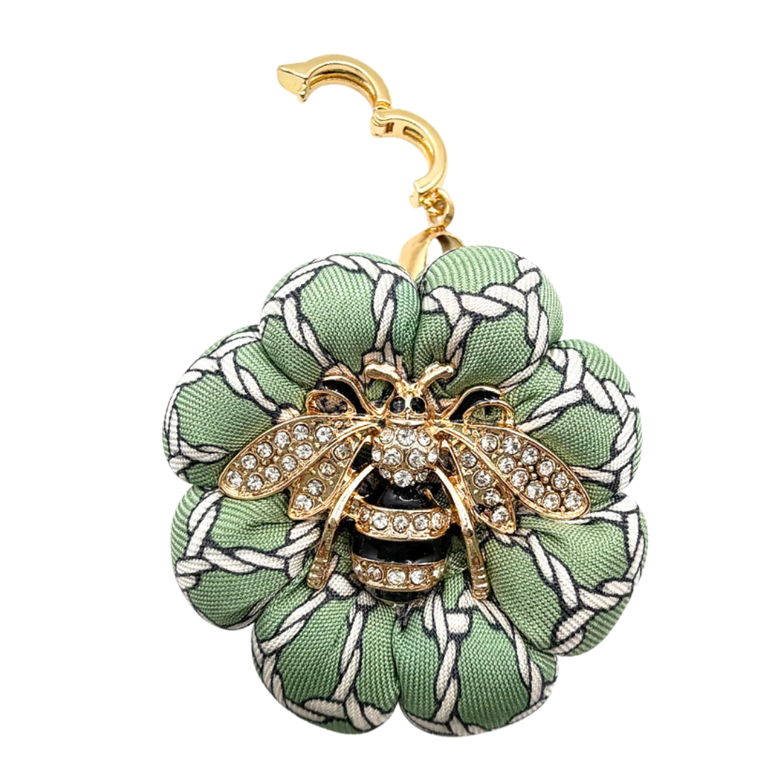 Vintage Luxe Rope Print Bumblebee Vintage Silk Necktie Necklace
