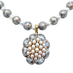 Vintage Luxe CC Dot Pearl Cluster Vintage Silk Necktie Necklace