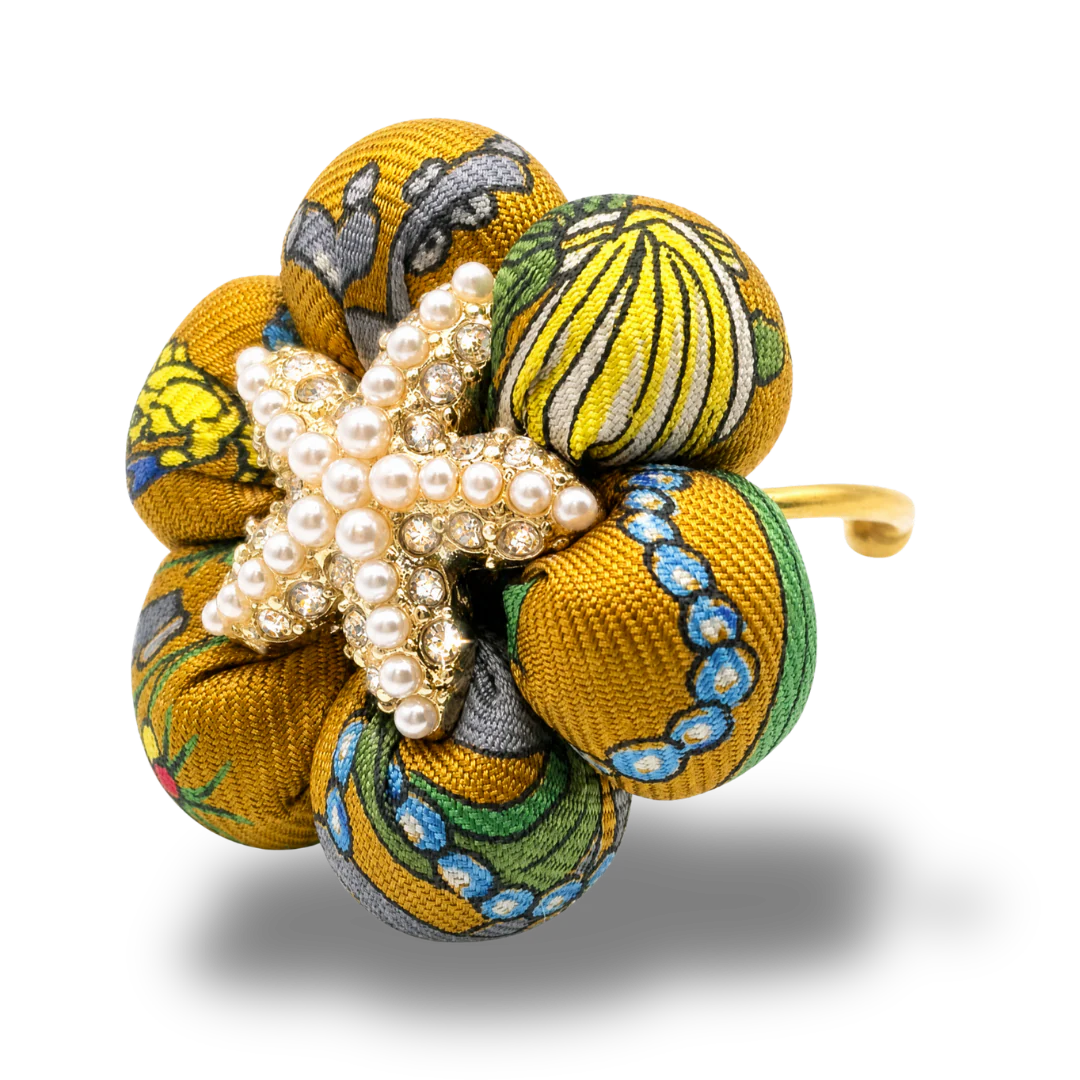 Vintage Luxe Mediterraneo Vintage Silk Necktie Ring