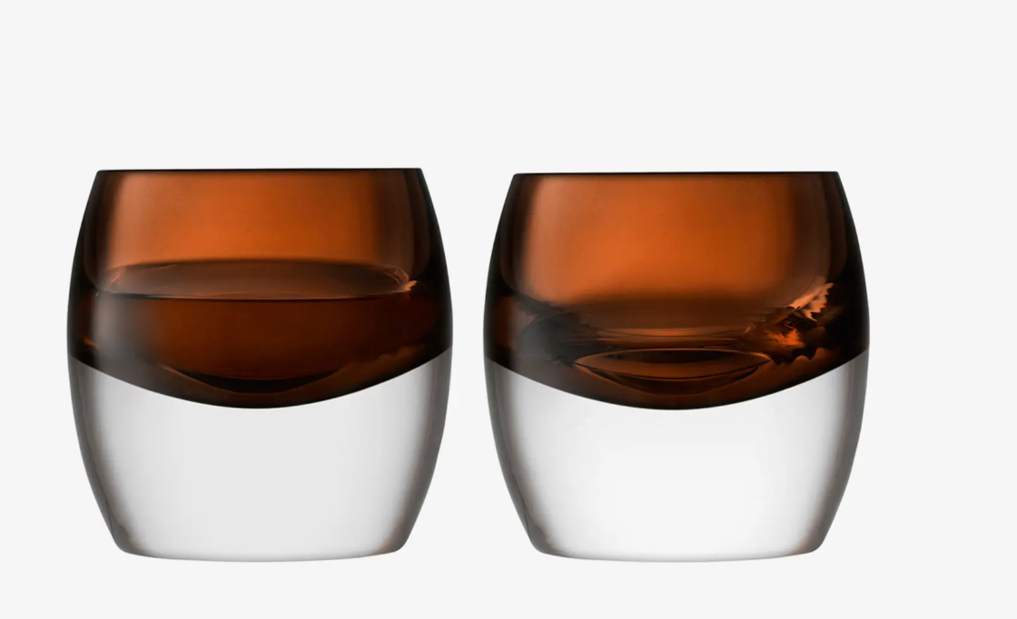 LSA Whiskey Club Glasses Peat Brown Set/2