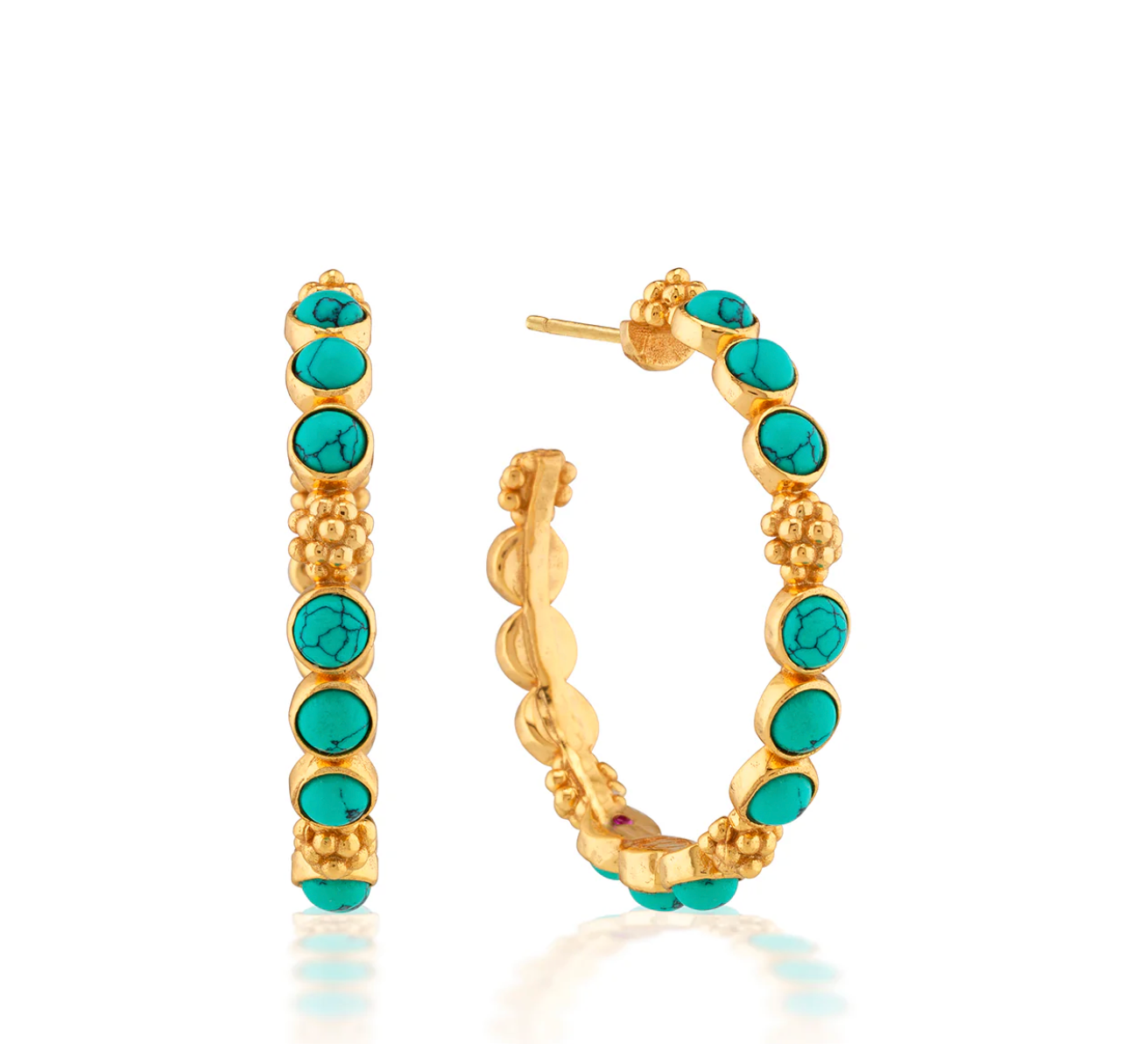 Capucine De Wulf Gem Medium Hoop Earrings - Turquoise