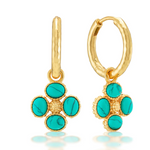 Capucine De Wulf  Clover Hoop Earrings with Double Sided Charm - Turquoise