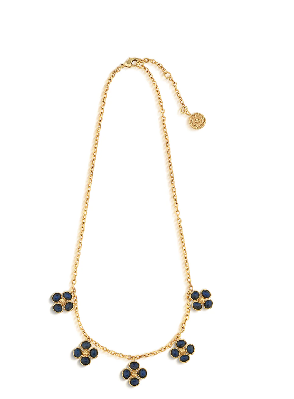 Capucine De Wulf Clover Multi Station Necklace, 16"+2" - Blue Labradorite