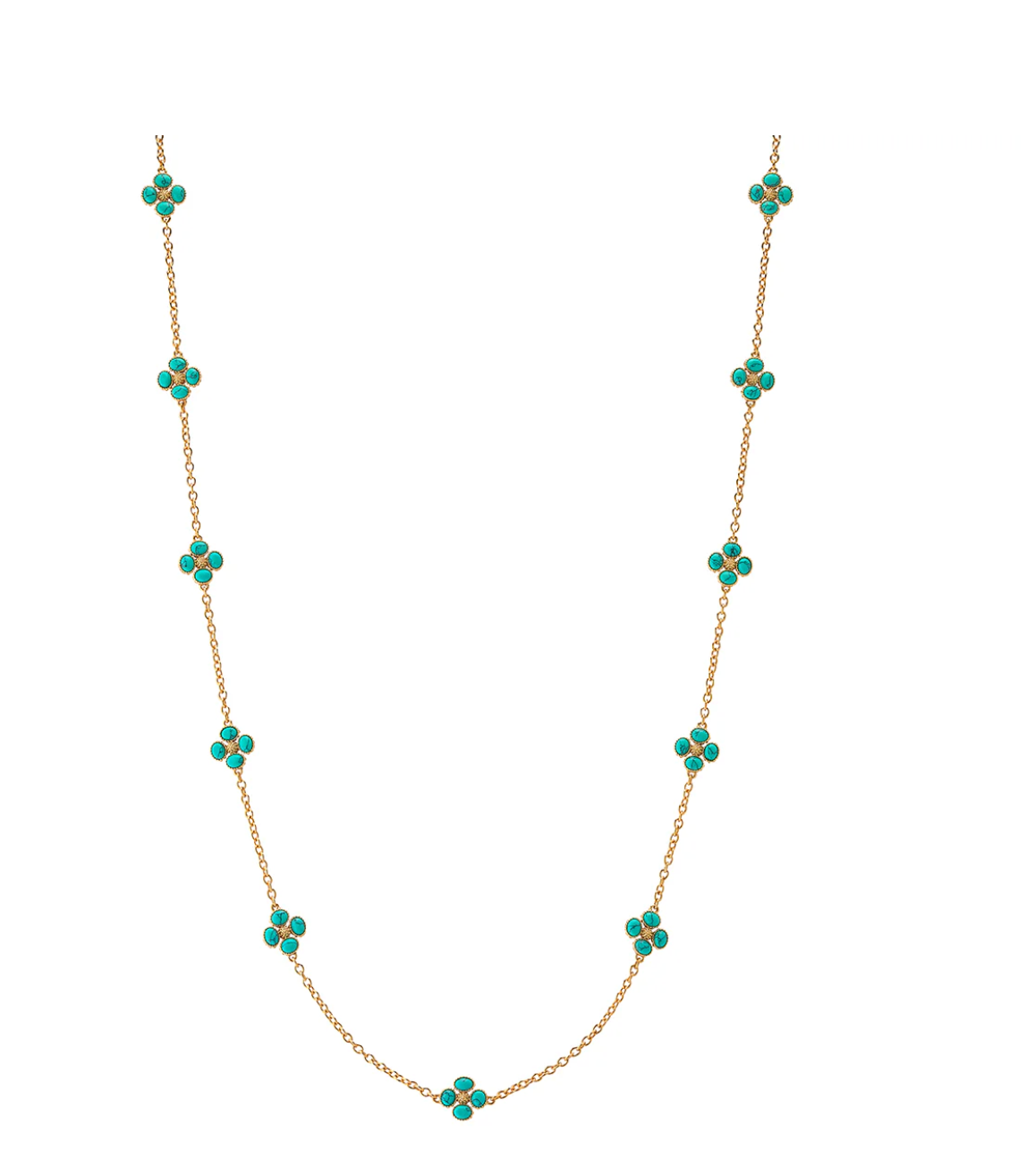 Capucine De Wulf Clover Double Sided Necklace, 28" - Turquoise