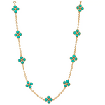 Capucine De Wulf  Clover Double Sided Necklace, 16"+2" - Turquoise
