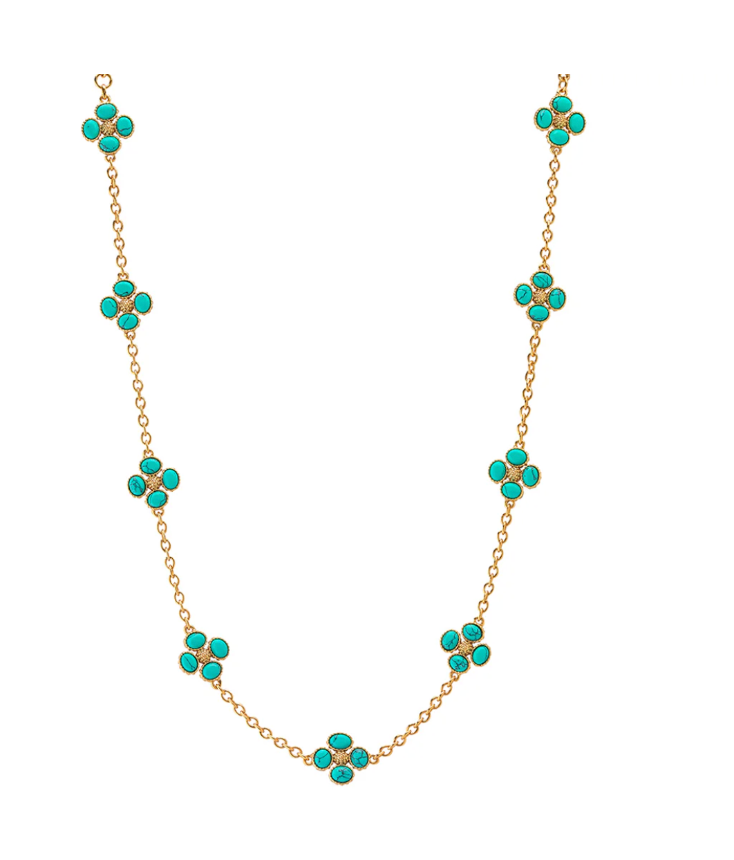 Capucine De Wulf  Clover Double Sided Necklace, 16"+2" - Turquoise