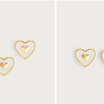 Anabel Aram Heart Radiant Pearl Gold Stud Earrings