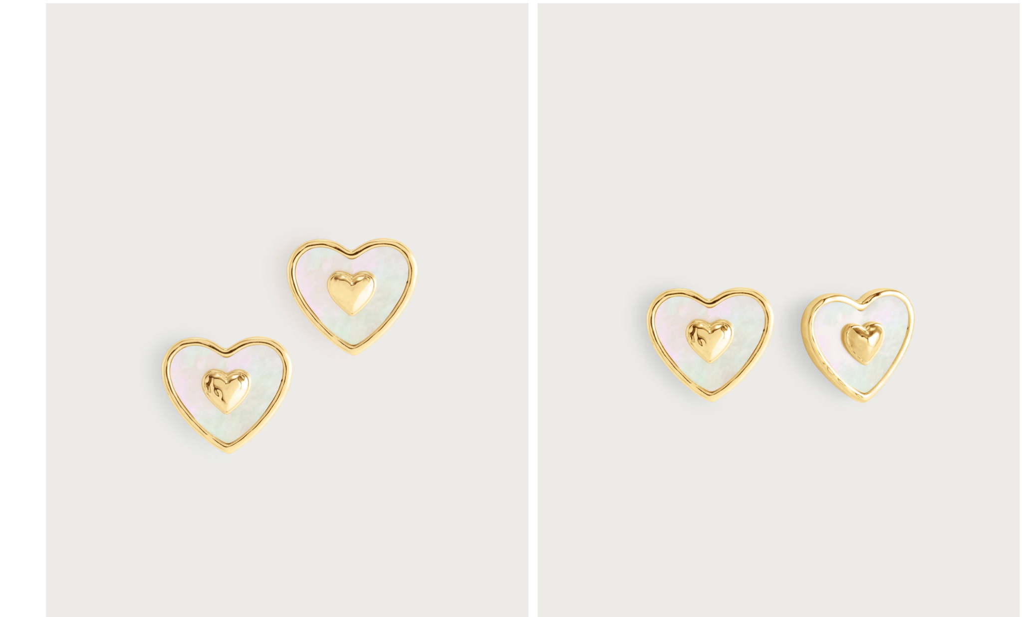 Anabel Aram Heart Radiant Pearl Gold Stud Earrings