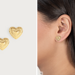 Anabel Aram Heart Radiant Gold Stud Earrings