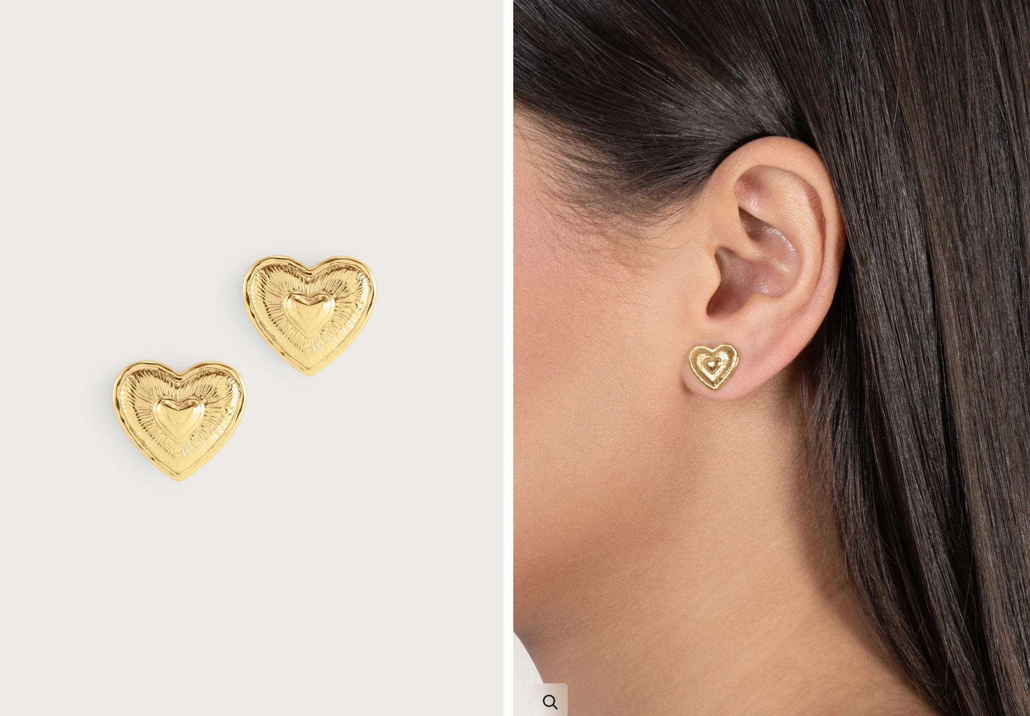 Anabel Aram Heart Radiant Gold Stud Earrings