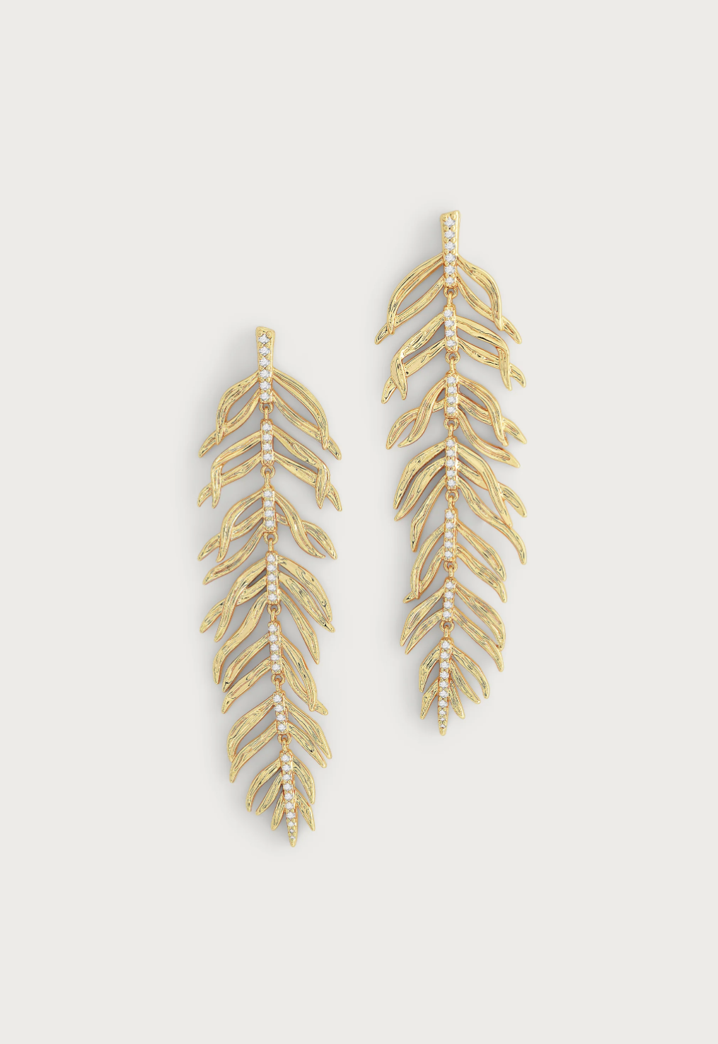 Anabel Aram Palm Leaves Pave Dangle Gold & Silver