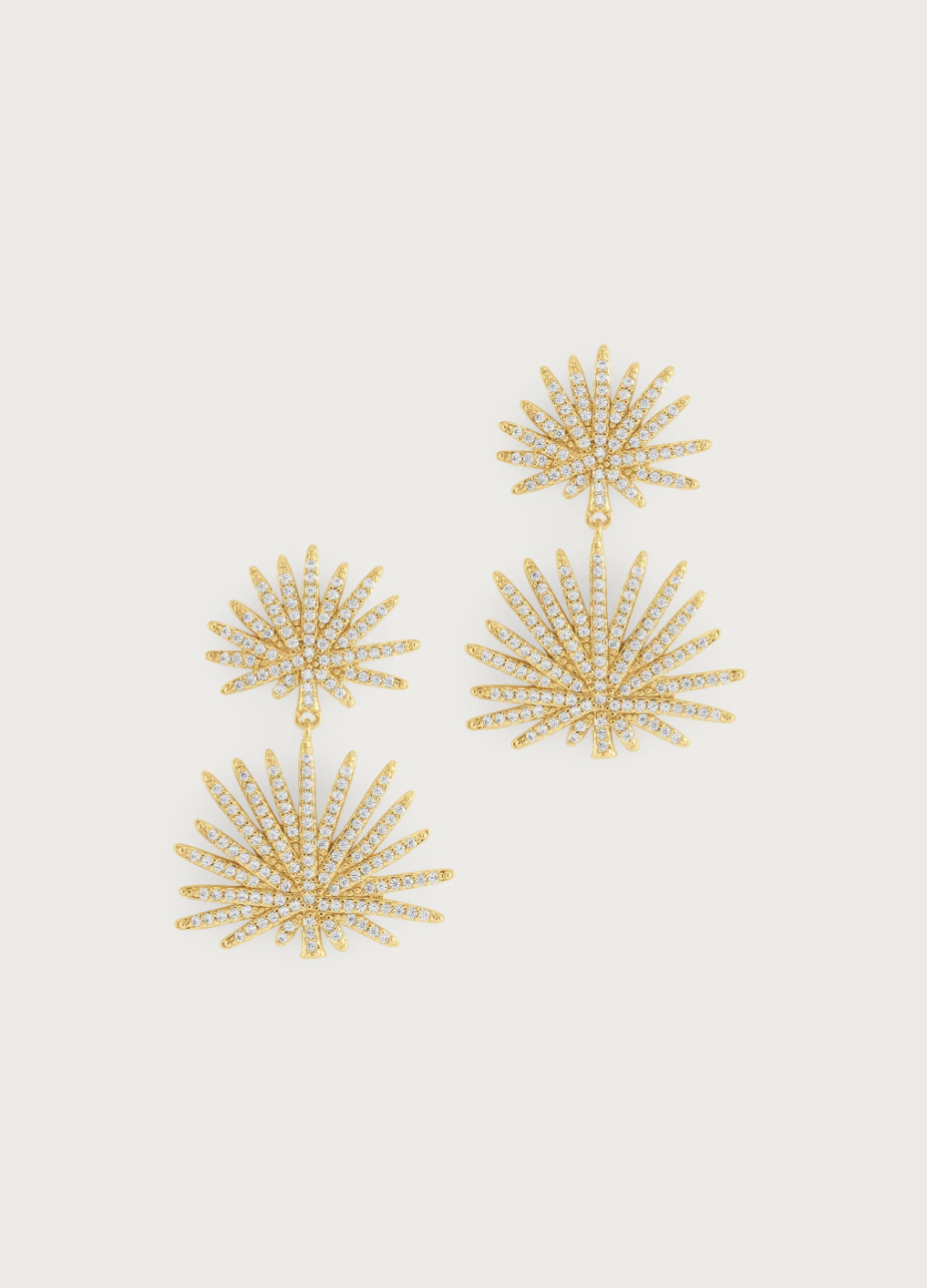 Anabel Aram Palm Pave Double Fan Palm Earrings Small (Silver & Gold)