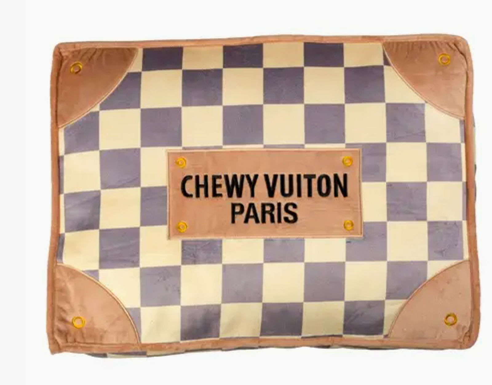 Tan Checker Chewy Vuiton Bed Soft, Washable Dog Bed