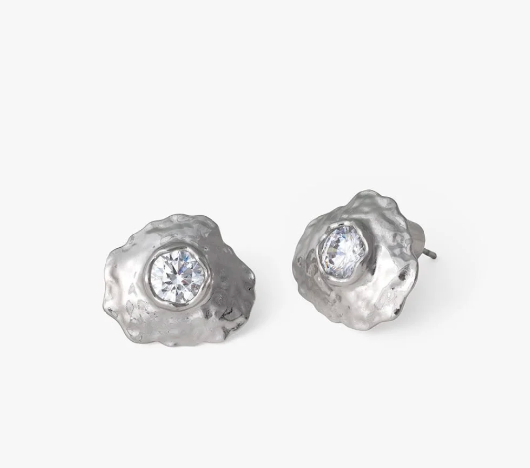 Brackish Cannonborough Rhodium Plated Stud Earring Silver