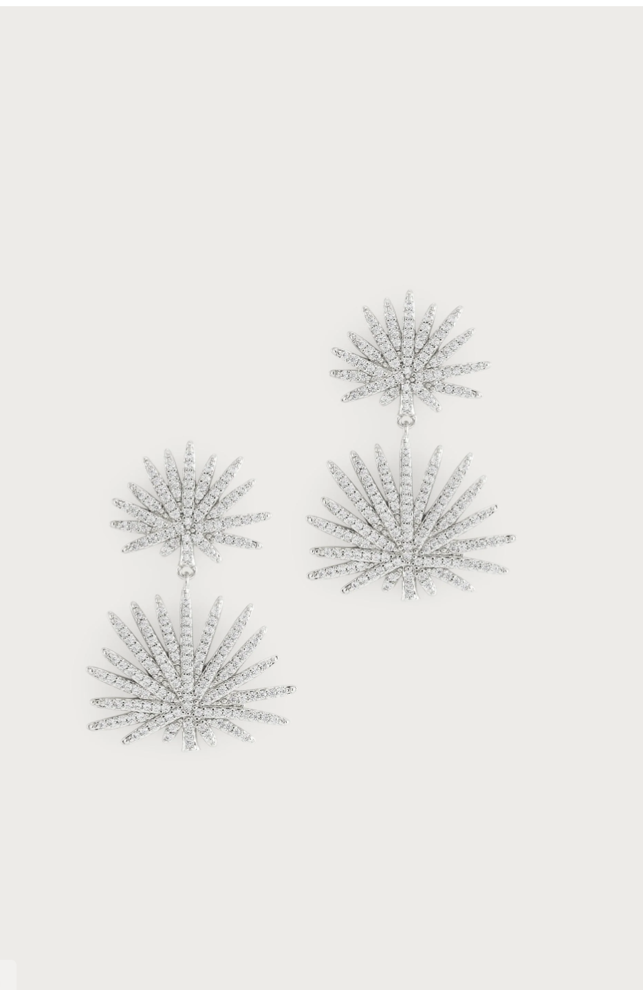Anabel Aram Palm Pave Double Fan Palm Earrings Small (Silver & Gold)