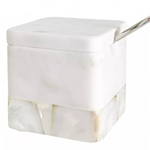 Mother of Pearl White Marble Salt Cellar