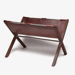 Moore & Giles Walnut and Leather Magazine Rack