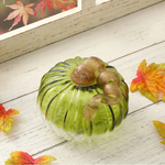Green & Clear Cracked Handblown Glass Pumpkins (Multiple Sizes)