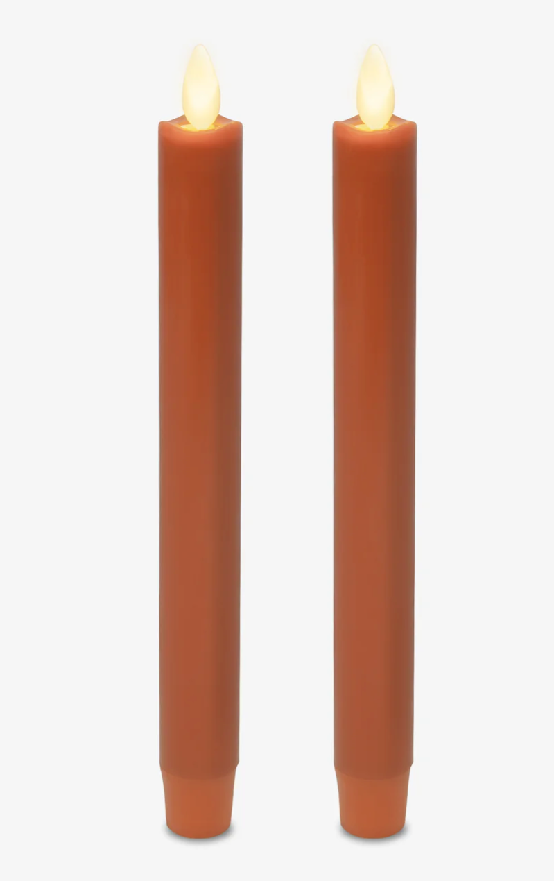 Luminara Orange Wax Indoor 6" Taper Candles Set of 2