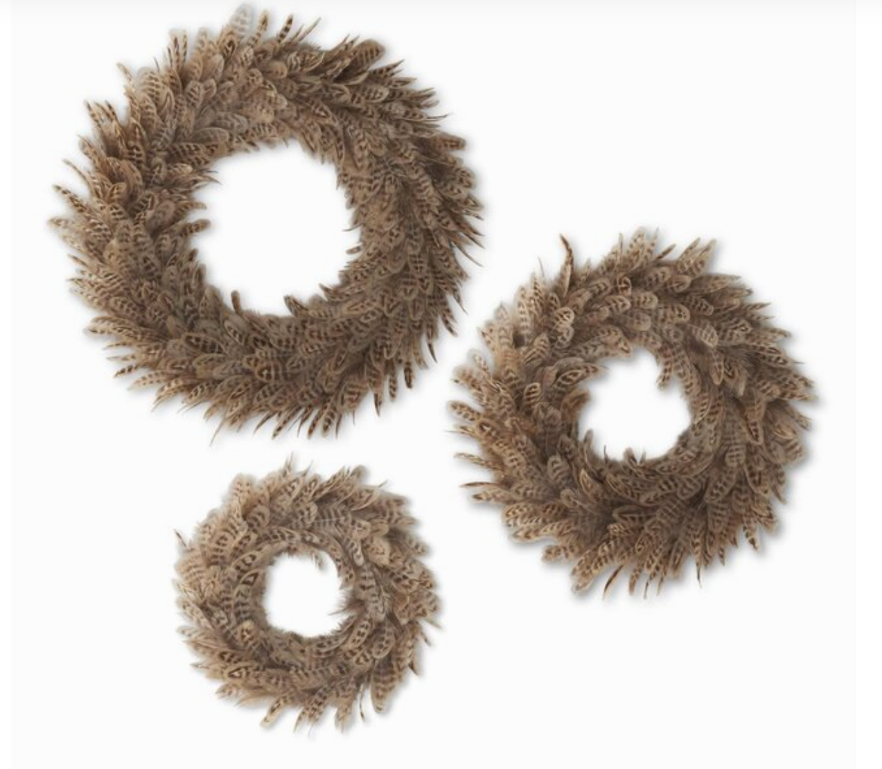 Tan w/ Dark Brown Stripes Feather Wreath (Multiple Sizes)