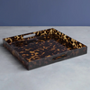 Vida Acrylic Tortoise Large Square Tray With Handles