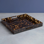 Vida Acrylic Tortoise Large Square Tray With Handles