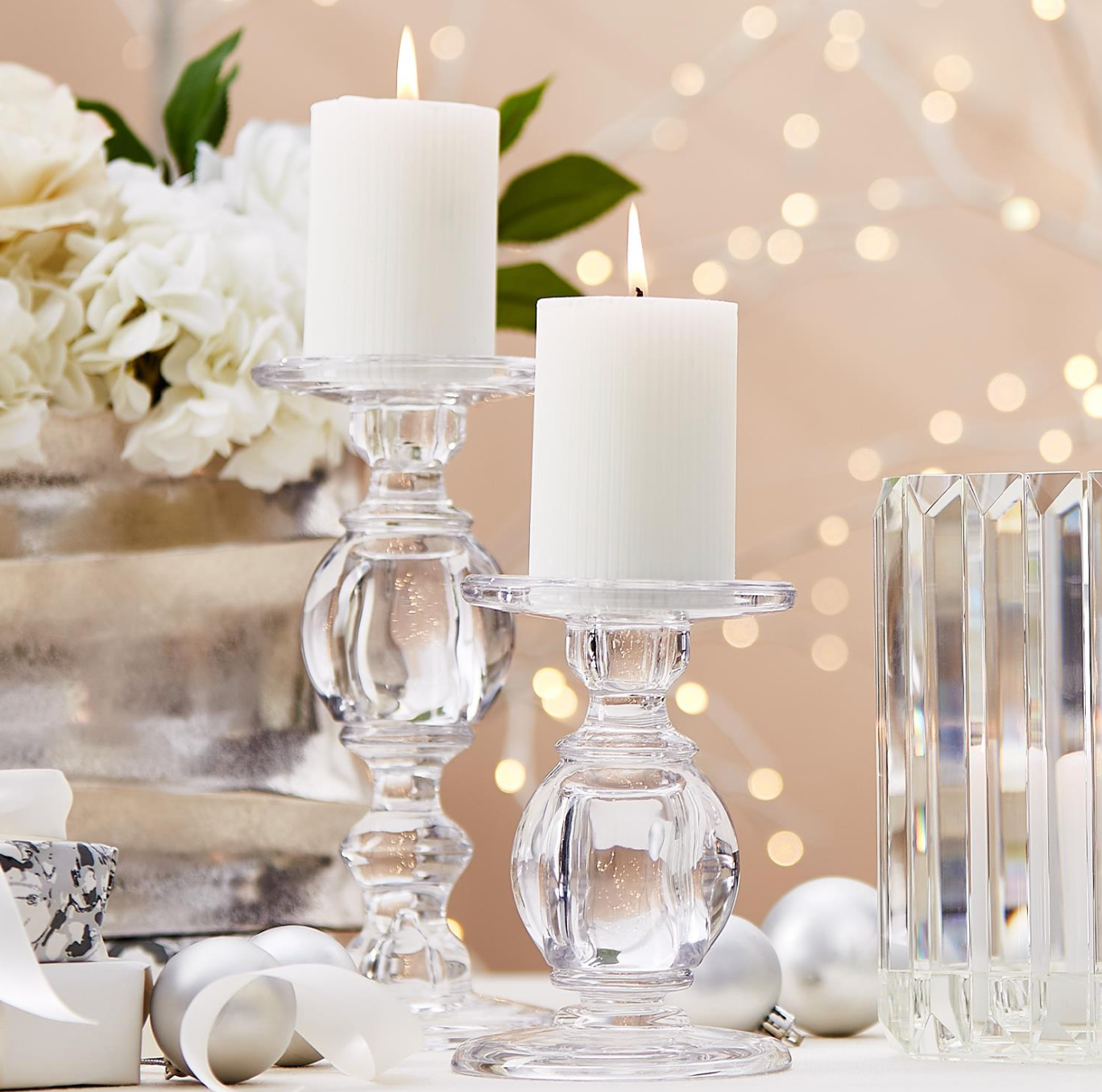 High Glass Pedestal Candle Holders (Multiple Sizes)