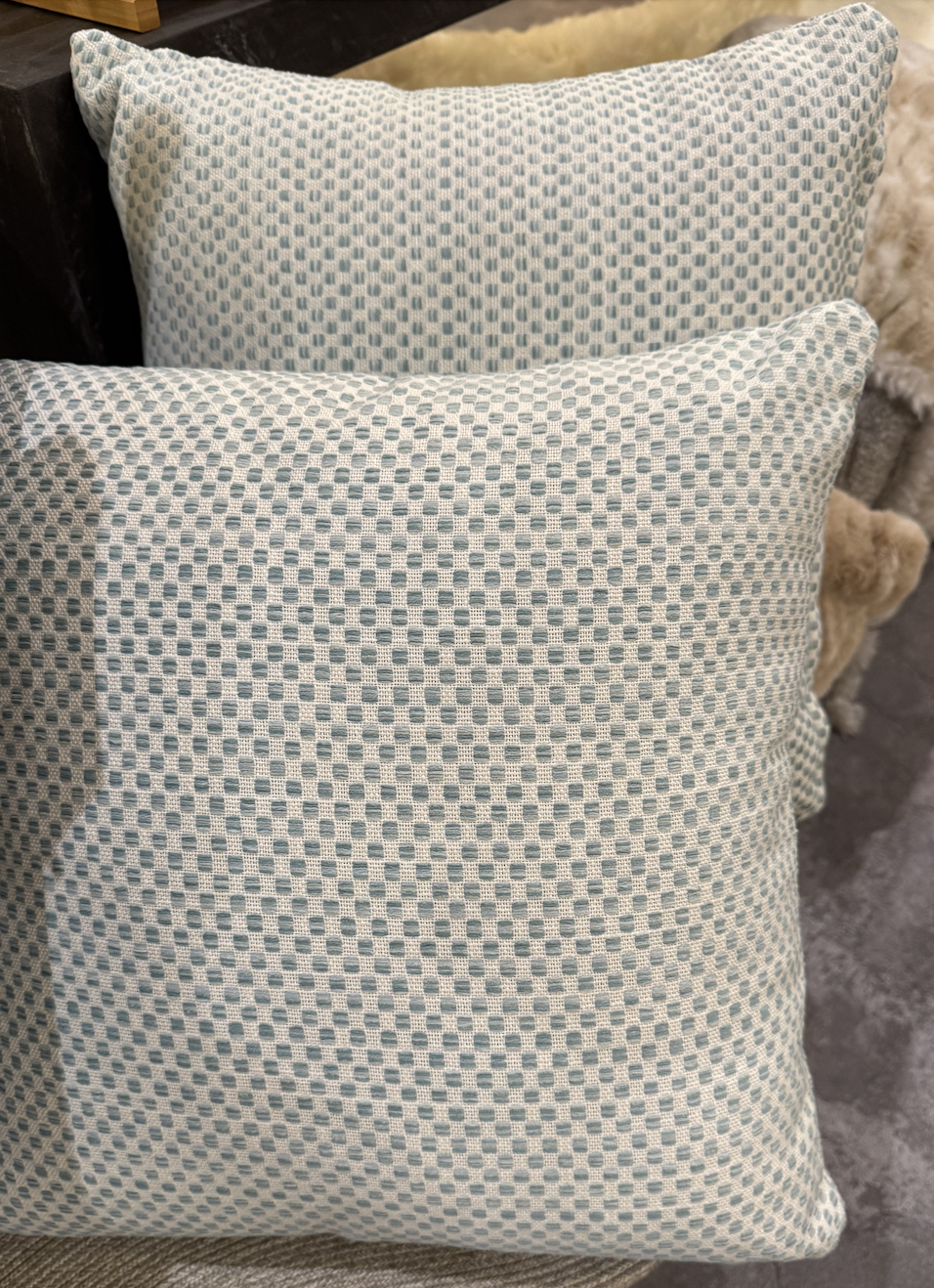 Palecek Pillow Square Indoor/Outdoor - Aqua Squares