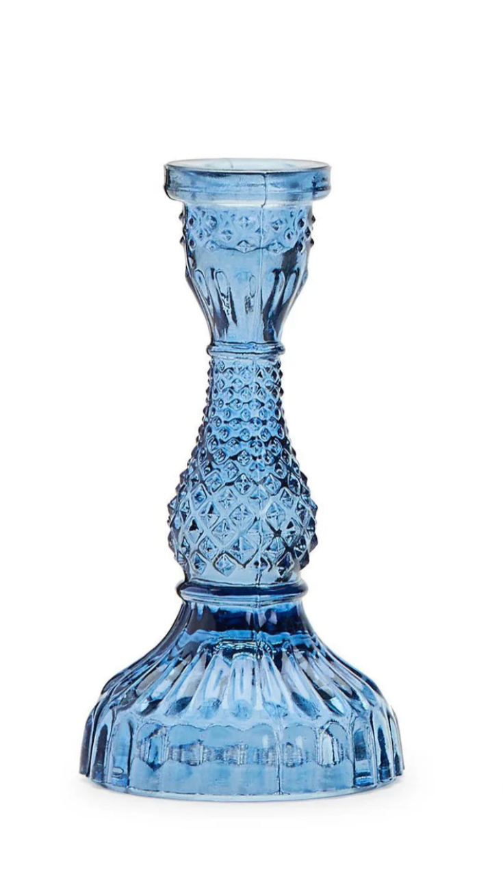 Casa Verde Indigo Glass Candlestick