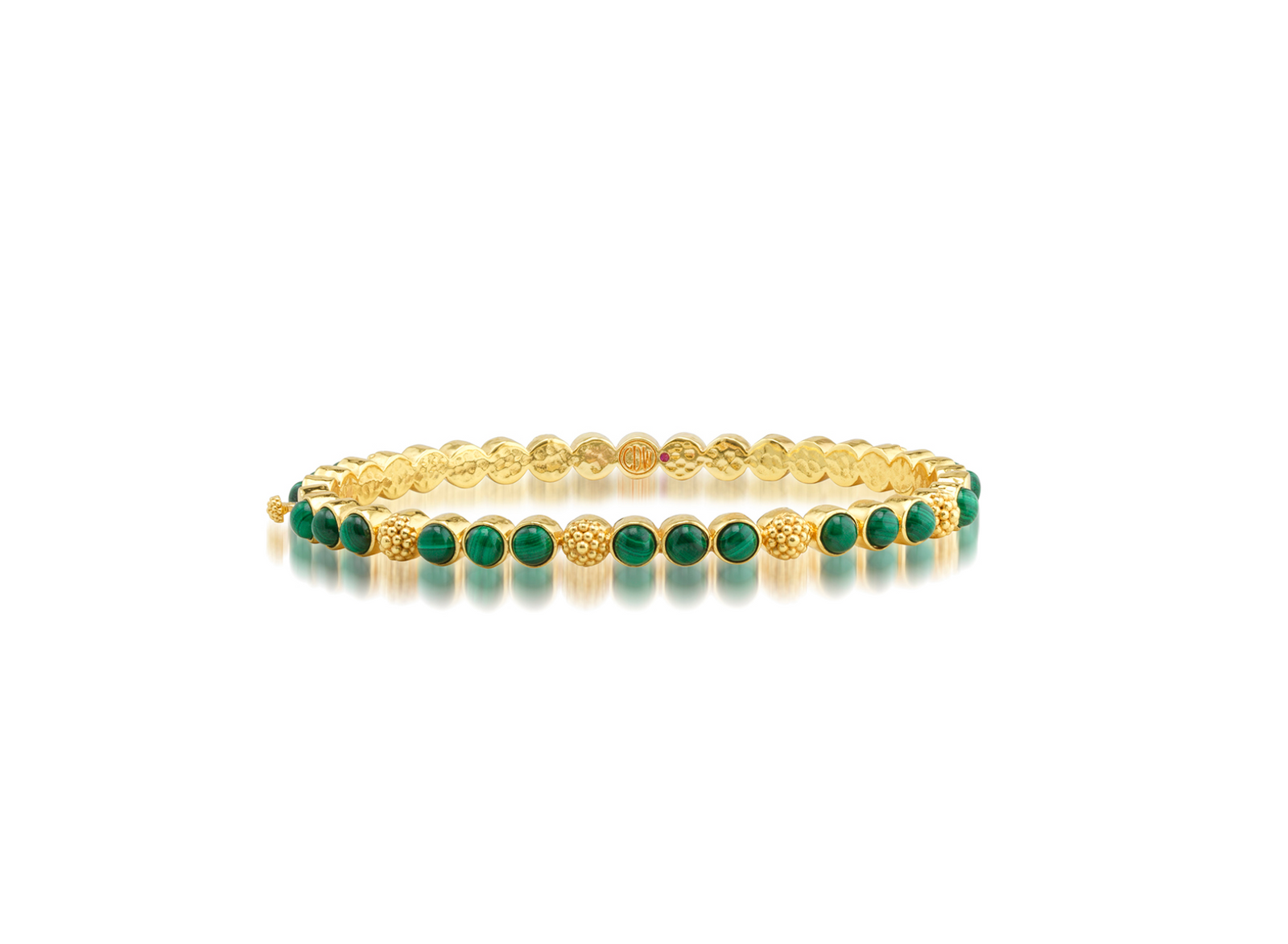 Capucine De Wulf Berry Gem Petite Hinged Bangle - Malachite