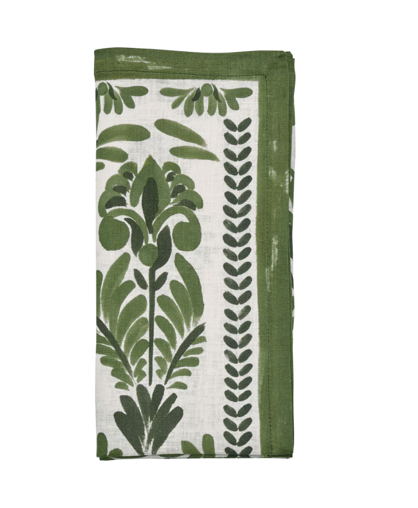 Kim Seybert Botanica Napkin in Ivory & Green, Set of 4