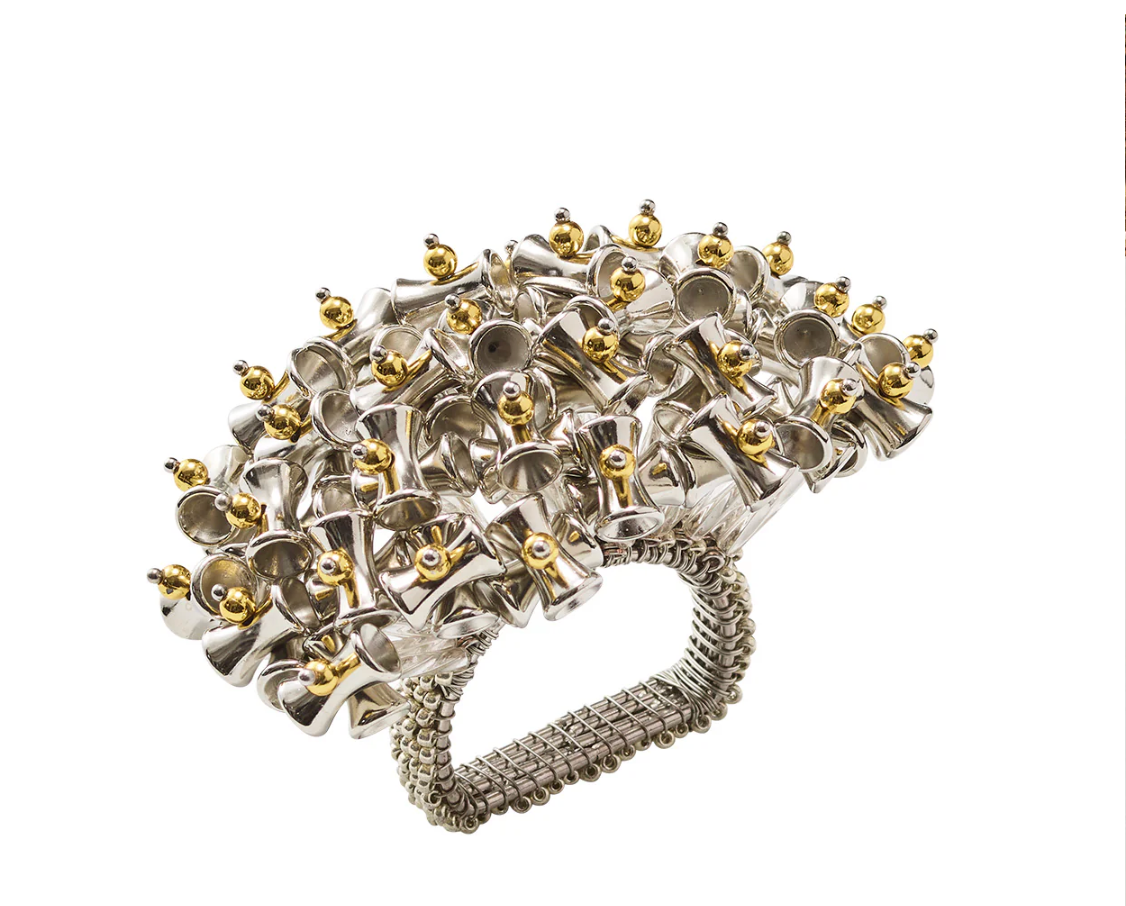 Kim Seybert Lucent Napkin Ring in Silver & Gold, Set of 4