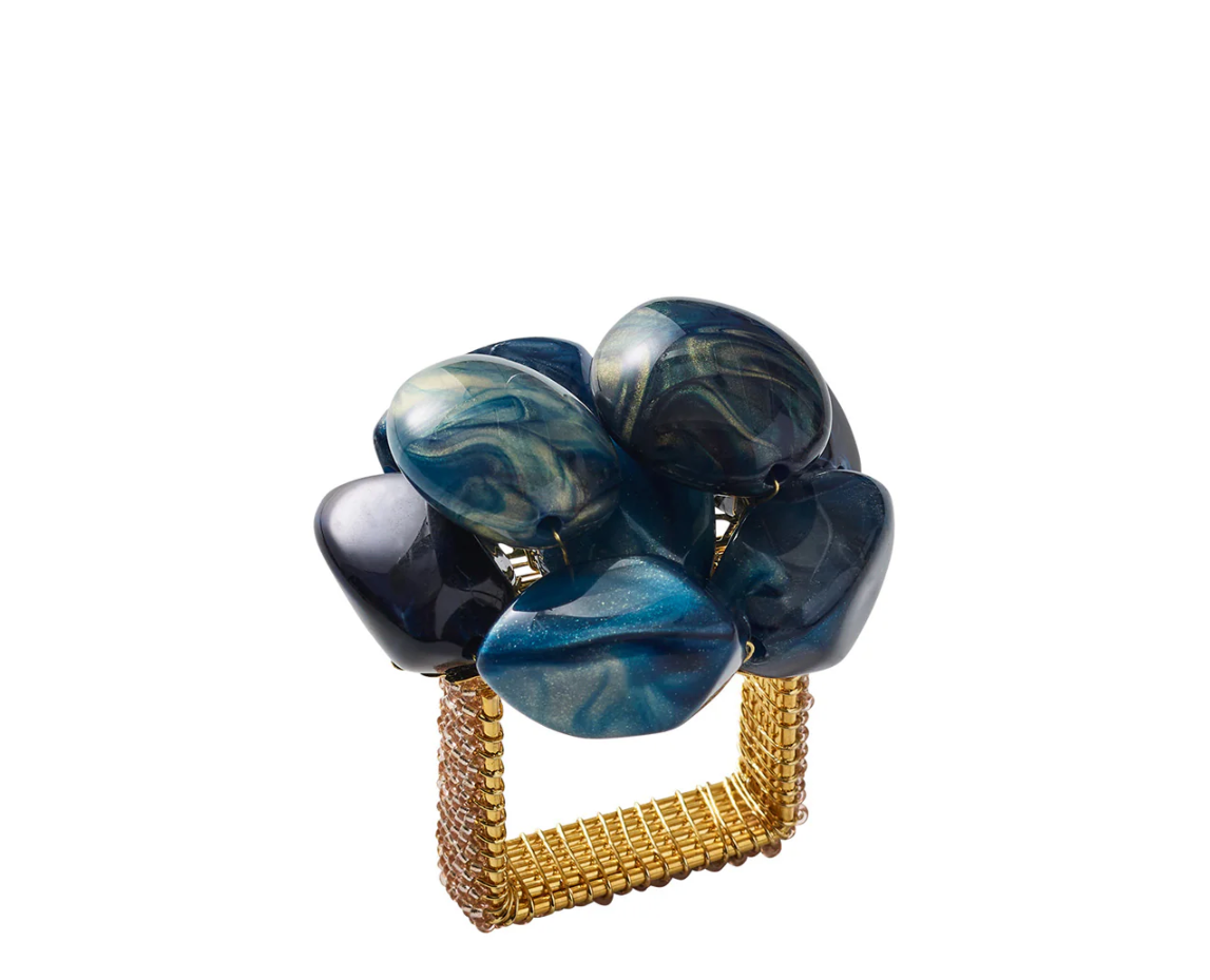 Kim Seybert Bonton Napkin Ring Navy & Gold