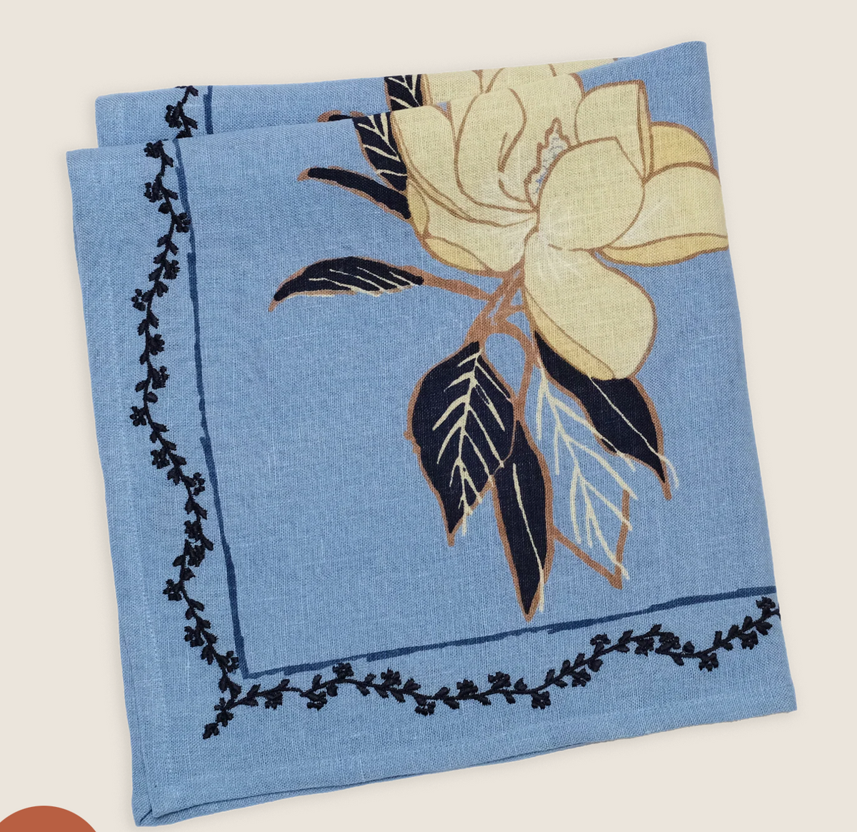 Magnolia Embroidered Napkin S/4 22x22