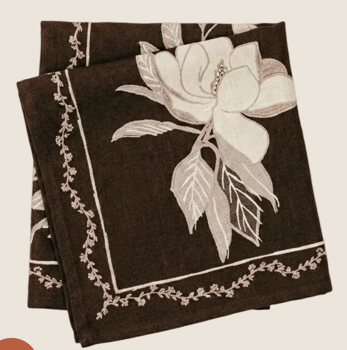 Magnolia Embroidered Napkin S/4 22x22