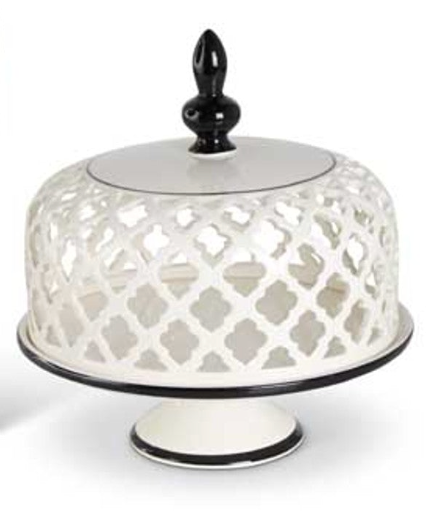 White Lattice Cutout Lidded Ceramics With Black Trim (Multiple Styles)