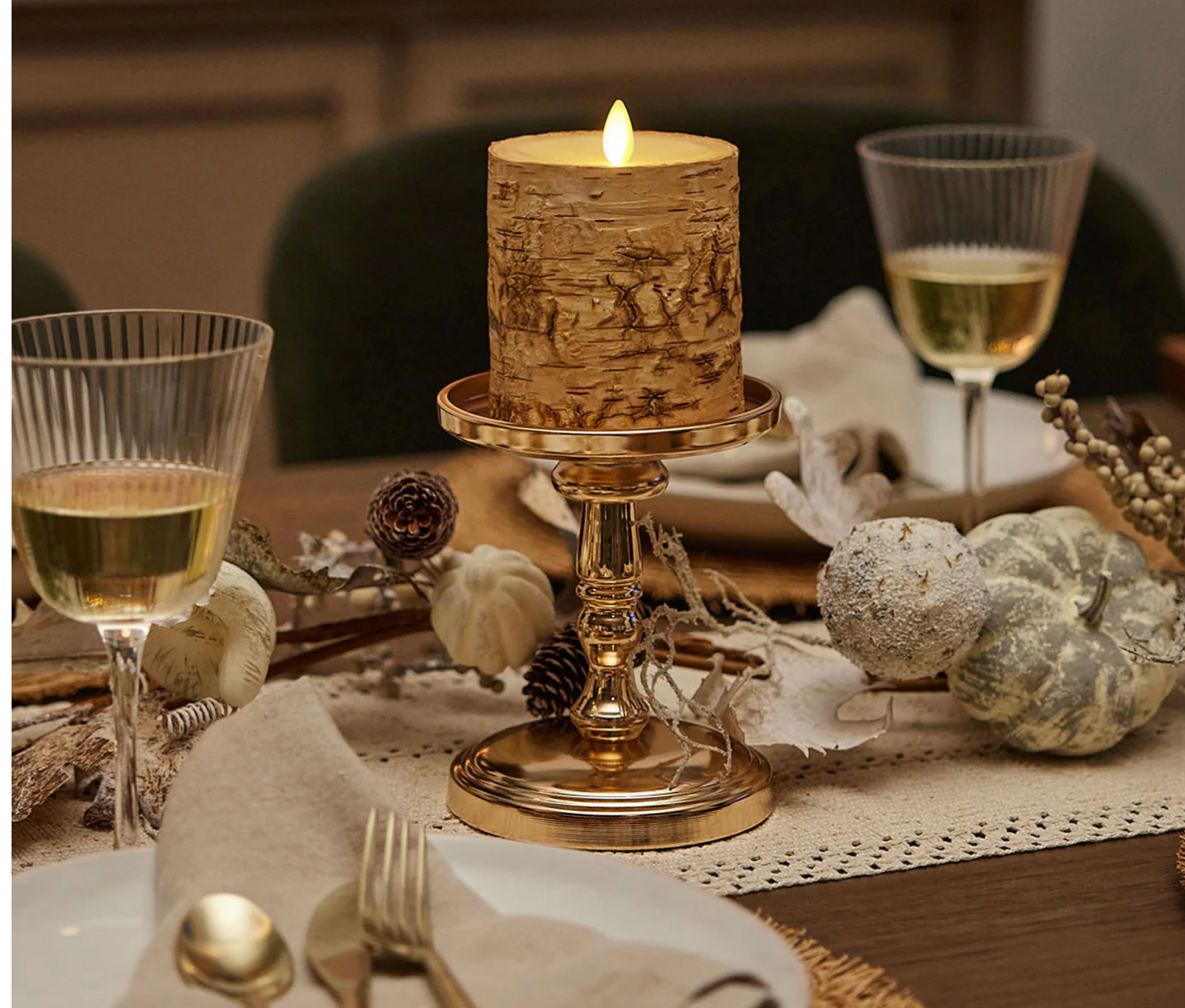 Luminara Birch Bark Wax Indoor Pillar Candle (3 Sizes)