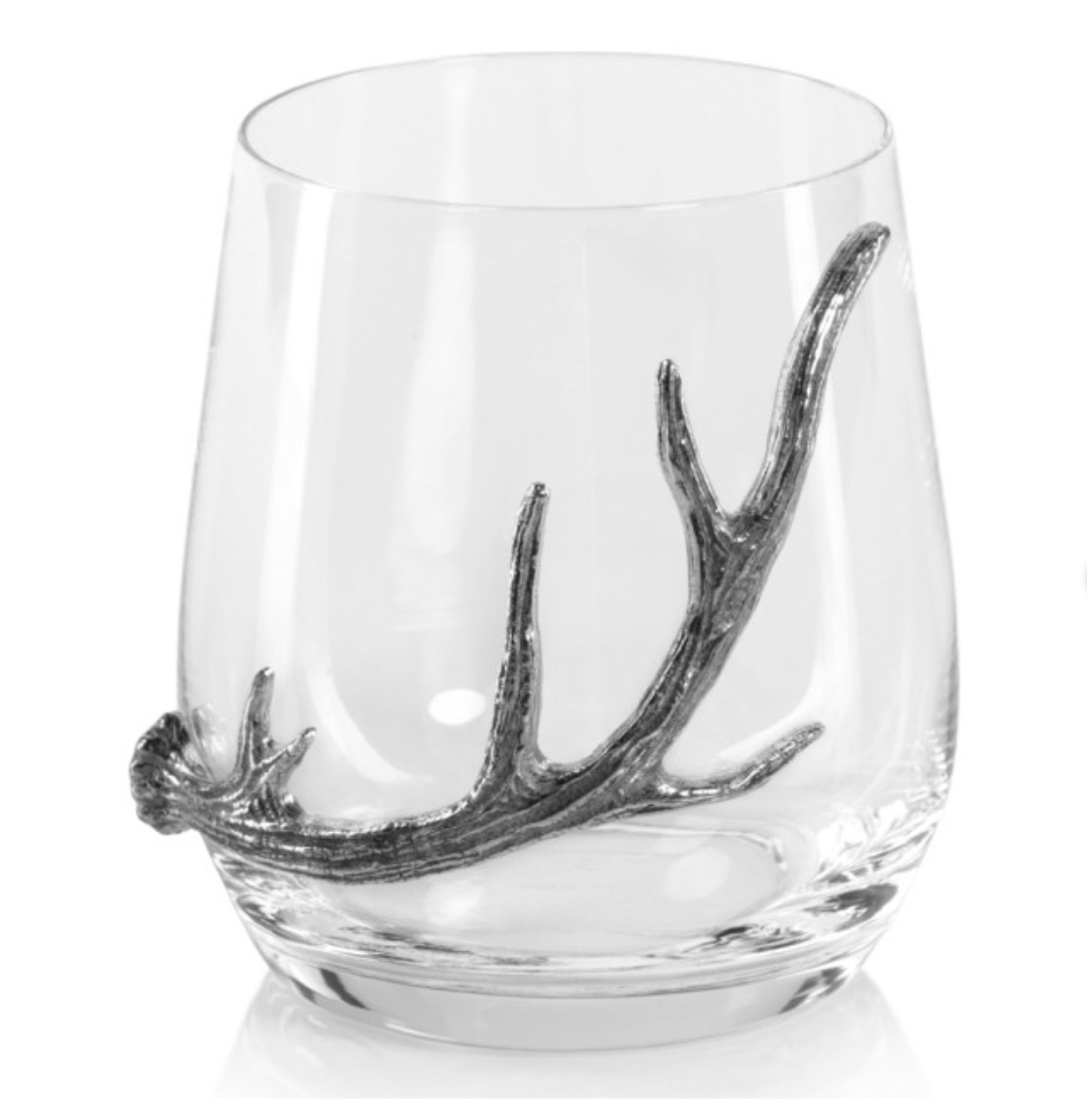 Davos Stemless Glass with Pewter Antler