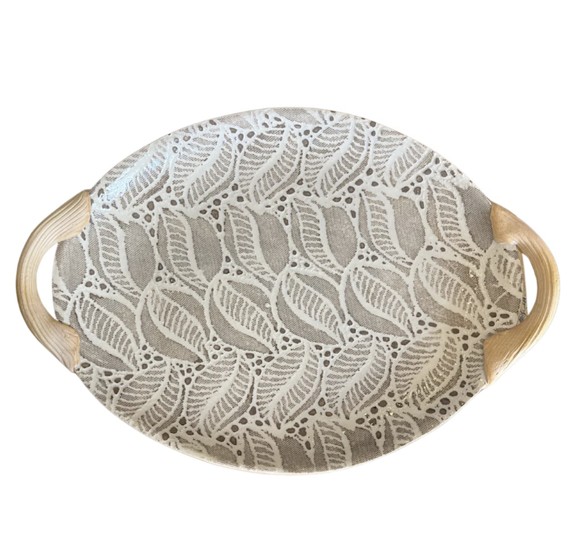 Terrafirma Small Oval Platter with Handles in Tahiti Mocha