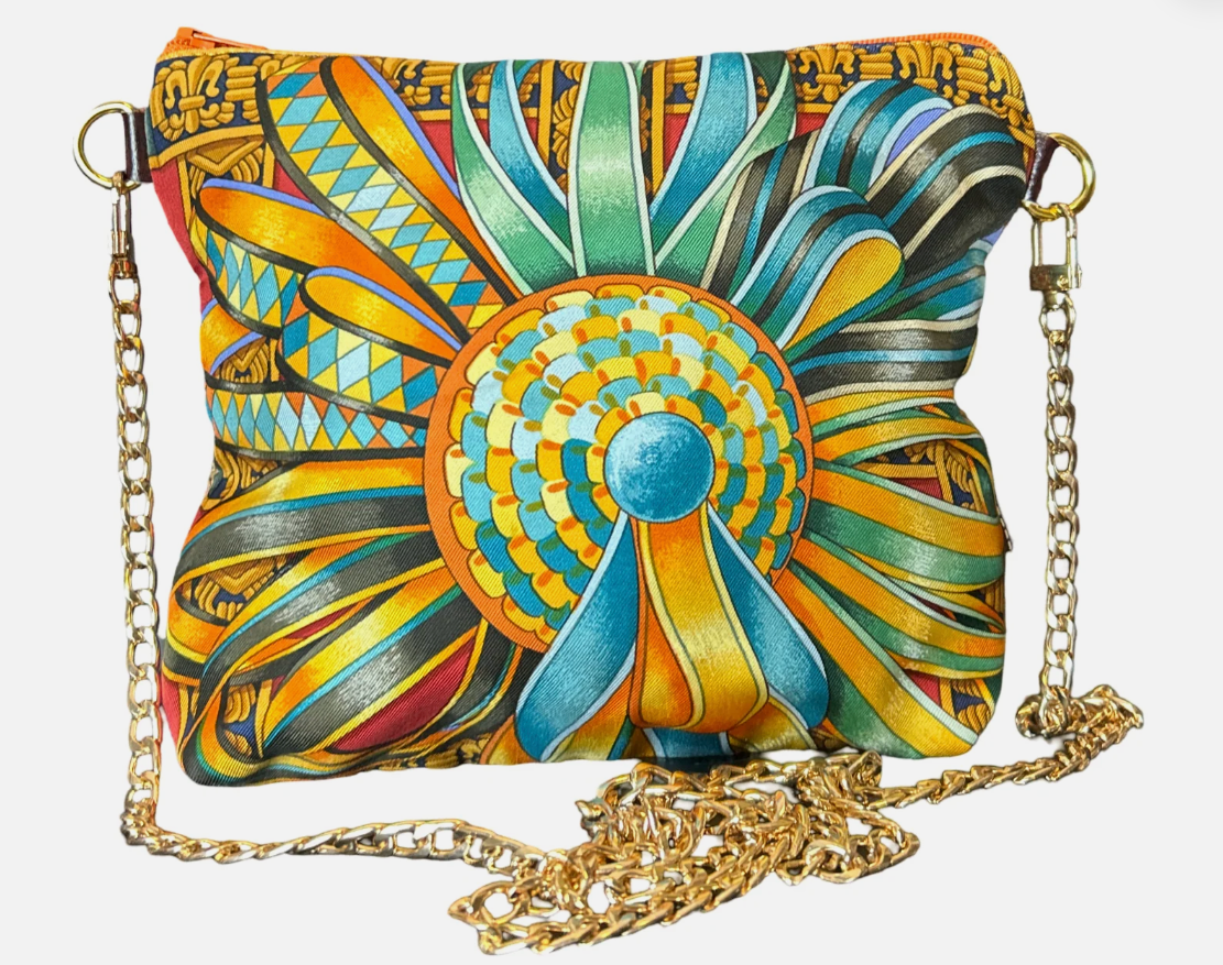 Vintage Silk Scarf Crossbody Bag