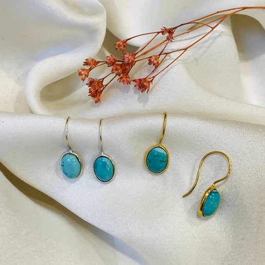 Sophie Deschamps Bijoux - OURAY, turquoise & silver EARRING (BOCA5)