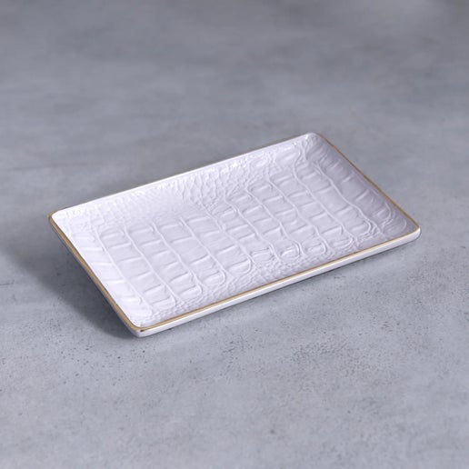 Thanni Croc Mini Tray (white and gold)